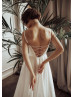 Spaghetti Straps Ivory Satin Corset Back Wedding Dress